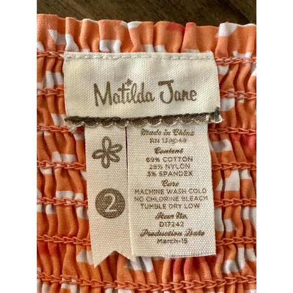 Matilda Jane Hello Lovely! Always Twirling Sleeveless Floral Dress Orange Blue - Picture 6 of 9